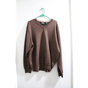 Jos A Bank Signature Collection Mens V Neck Merino Wool Sweater XL Brown‎